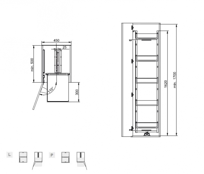 Coloana MAXIMA PURO 5 cosuri, corp 450 mm, H 1700 mm, lemn + negru [4]