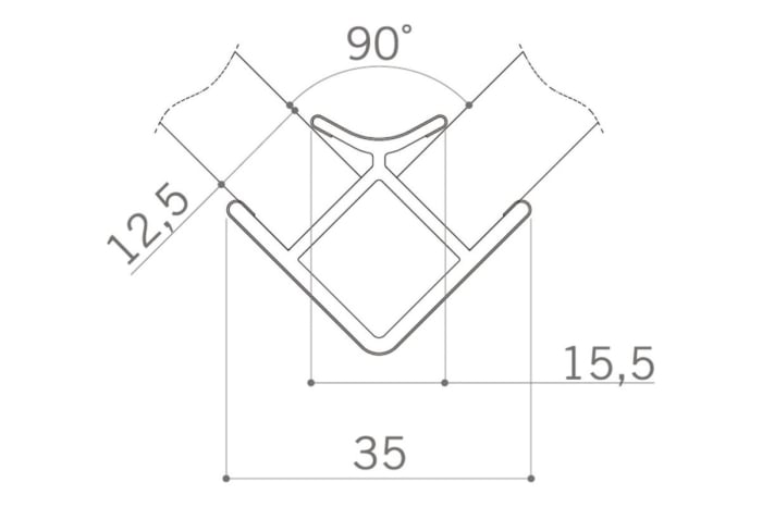 Coltar fix 90° plinta H150 mm, negru mat [2]