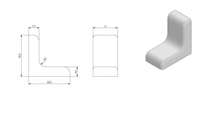 Coltar mobila FS02 27x15 mm, otel + plastic, negru [4]
