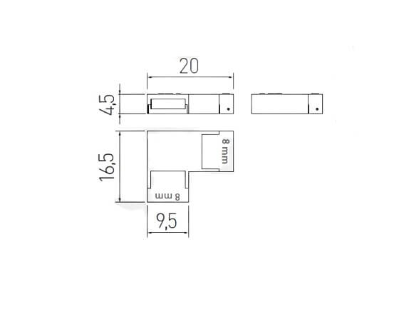 Conector 90° banda led COB 8 mm, 12-24 V [3]