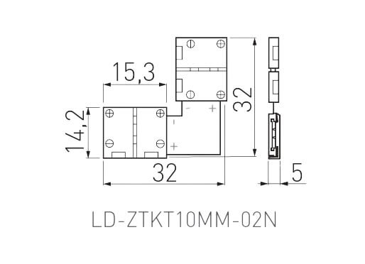 Conector 90° XC11 banda led 10 mm, 12-24 V [2]