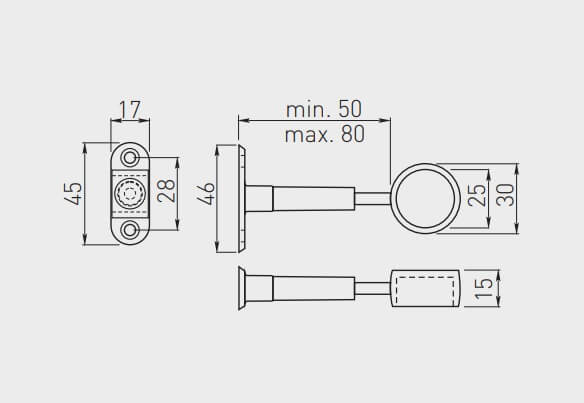 Conector bara haine ajustabil Ø25 mm, crom [2]