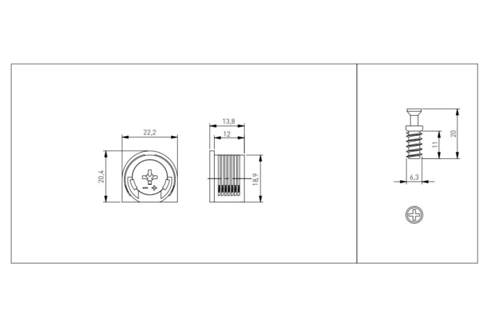 Conector excentric 20 mm + surub 6x11 mm, negru [2]