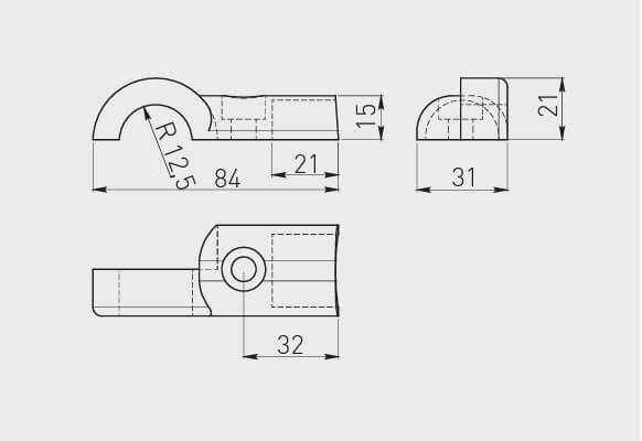 Conector tip L pentru bara haine Ø25 mm, crom [2]