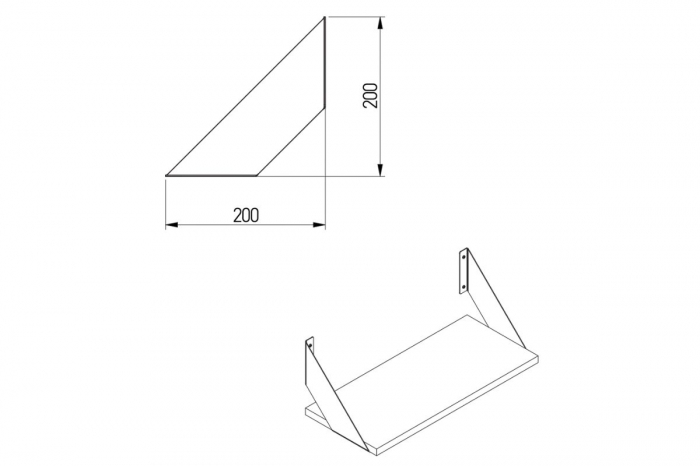 Consola raft (polita) FLAT 200x200 mm, negru mat [5]