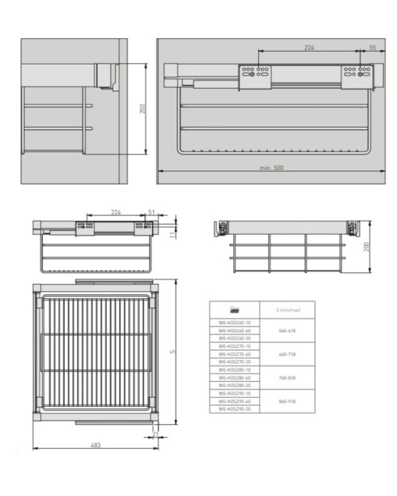 Cos dressing ELITE 600 mm, soft-close, negru mat [6]
