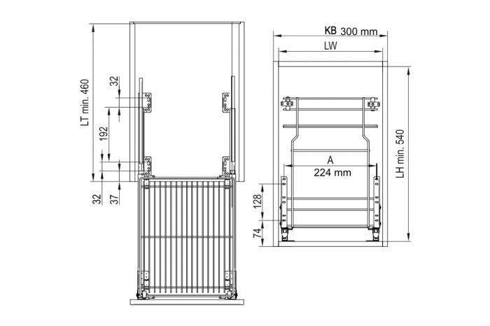 Cos jolly 300 mm Multi Line, antracit, soft-close, extragere totala [2]
