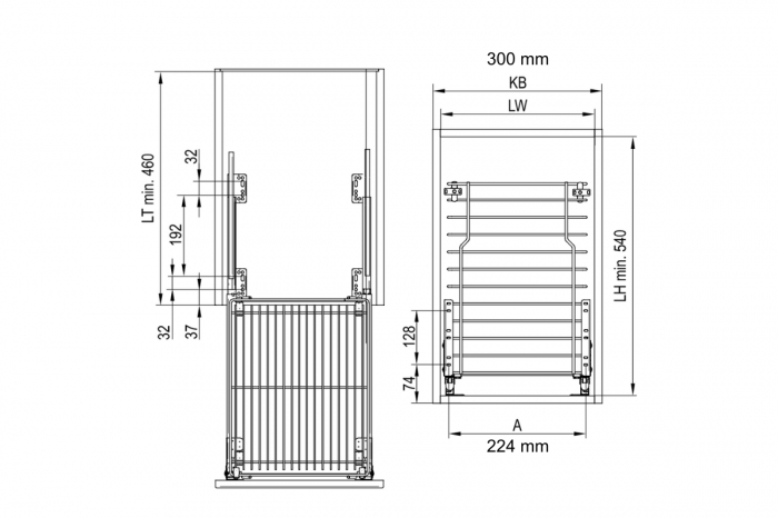 Cos jolly 300 mm UNIVERSAL Multi Line, soft-close, extragere totala, antracit [4]