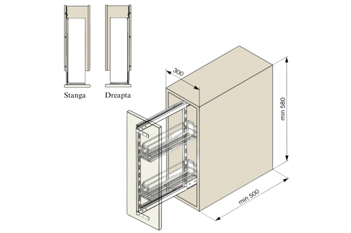 Cos jolly GD43 corp mobilier 300 mm, glisiera bile soft-close, crom [2]