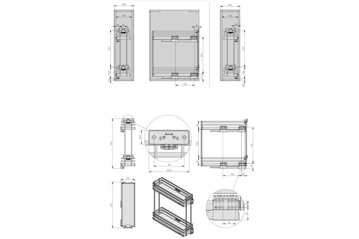 Cos jolly MovixPro 200 mm, DREAPTA, soft-close, 20 kg, crom + alb [3]