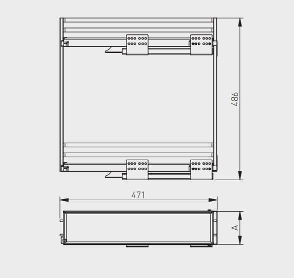 Cos Jolly MOVIXPRO antracit, corp mobilier de 150 mm, glisiera laterala cu extractie totala si amortizare, stanga [4]