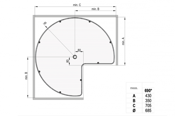 Cos rotativ colt 3/4 NOVA, Ø690 mm, antracit [2]