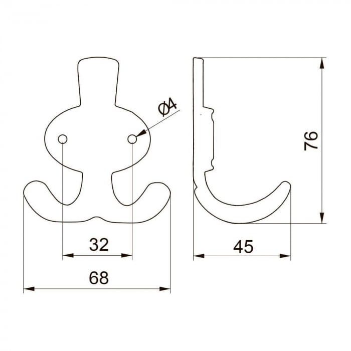 Agatatoare cuier CORUNA M 76x68 mm, 2 agatatori, negru mat [3]