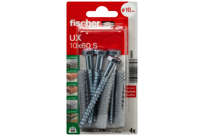 Diblu cu surub UX 10x60 mm S K NV - 4 buc [2]