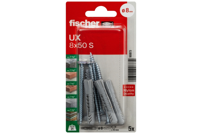 Diblu cu surub UX 8x50 mm S K NV - 5 buc [2]