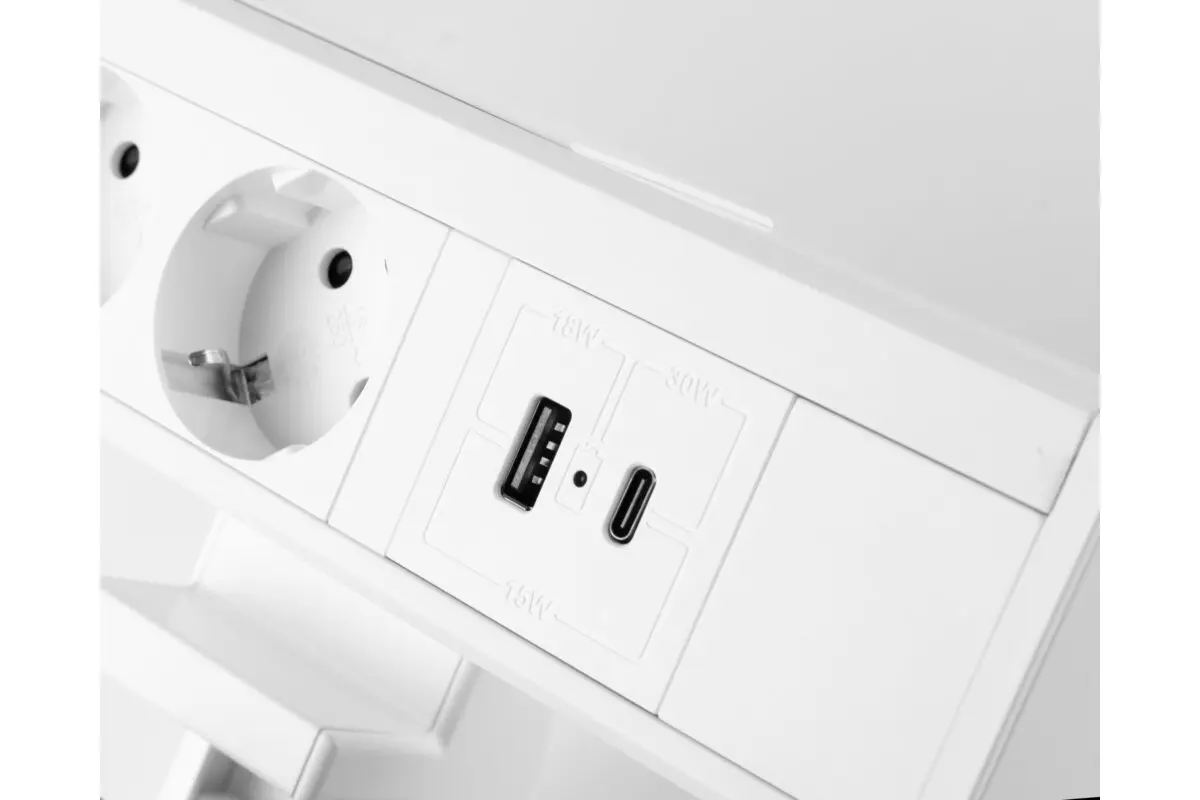 Priza birou NICO 3 x Shucko, USB A + C, cablu 1.5 m, alb mat [4]