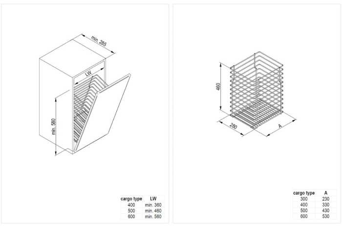 Cos rufe corp mobilier 600 mm, alb - FARA accesorii [3]