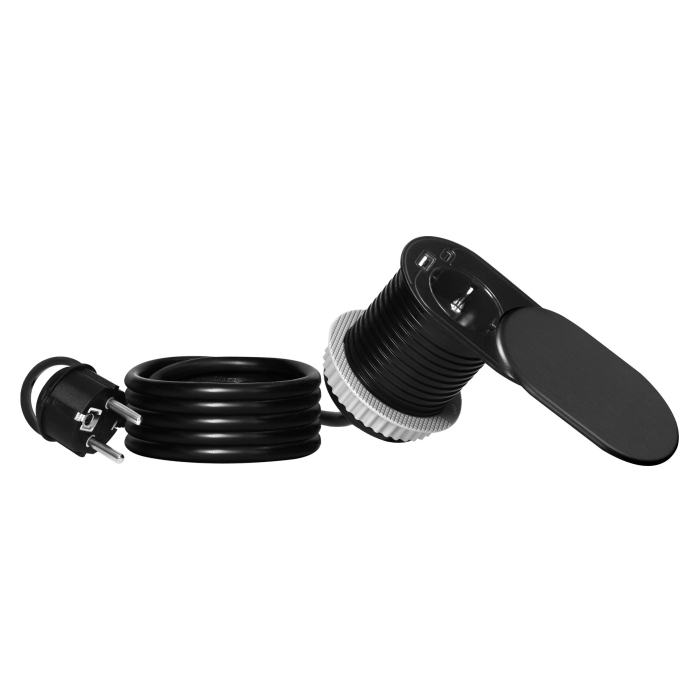 Priza SLIDE Schuko, USB A + C, cablu 1.9 m, 60 mm, negru mat [2]