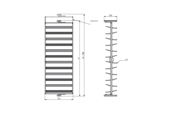 Suport pantofi rotativ ELITE, 10 rafturi, H1610-1760 mm, soft-close, antracit [7]