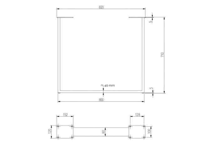 Picior mobila rectangular INDUSTRIA H710 mm, 80x40 mm, negru [4]
