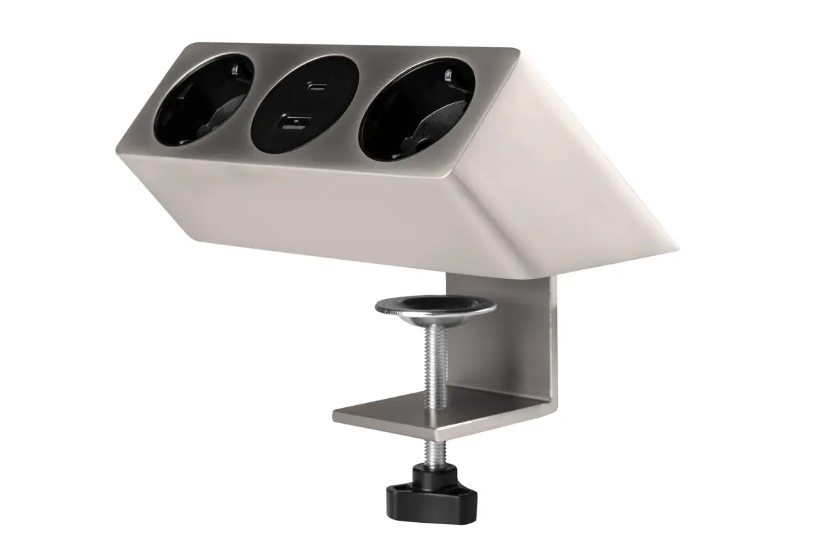 Priza birou SOFITO 2 x Shucko, USB A + C, cablu 1.5 m, inox [2]