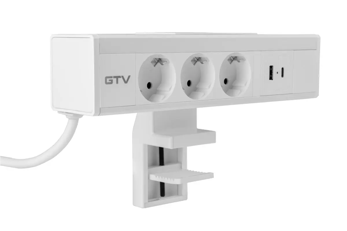 Priza birou NICO 3 x Shucko, USB A + C, cablu 1.5 m, alb mat [2]