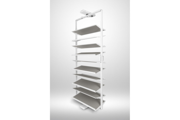 Suport pantofi rotativ ELITE, 10 rafturi, H1610-1760 mm, soft-close, alb [3]