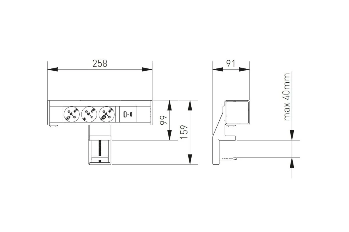 Priza birou NICO 3 x Shucko, USB A + C, cablu 1.5 m, alb mat [9]