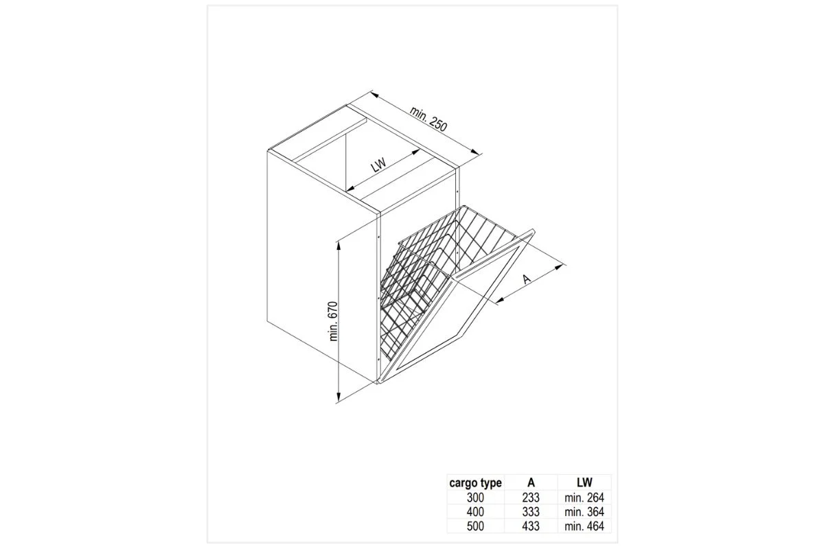 Cos rufe inclinat 500 mm, alb - FARA balama [3]