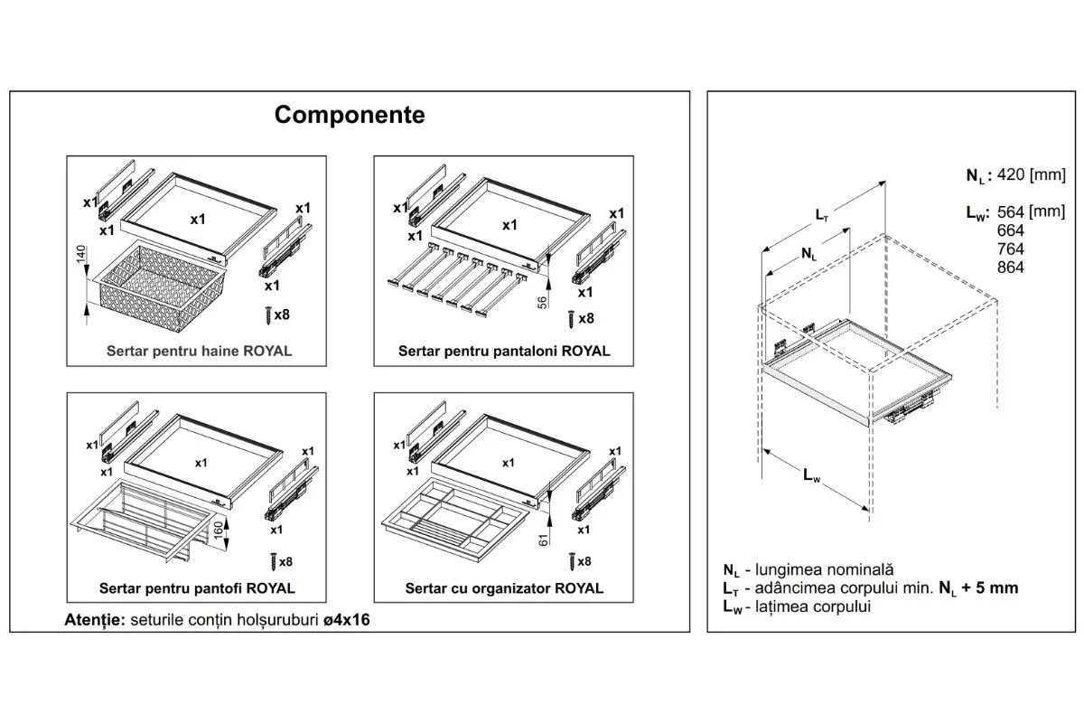 Suport pantofi ROYAL 600 mm, soft-close, 25 kg, gri [2]