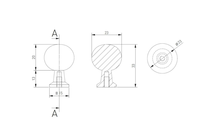 Buton mobila NORD, 23x33 mm, ZnAl, casmir [3]