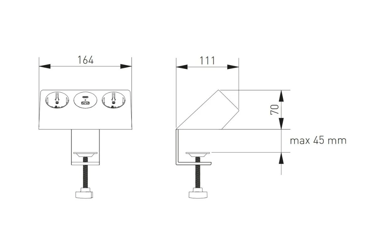 Priza birou SOFITO 2 x Shucko, USB A + C, cablu 1.5 m, inox [9]