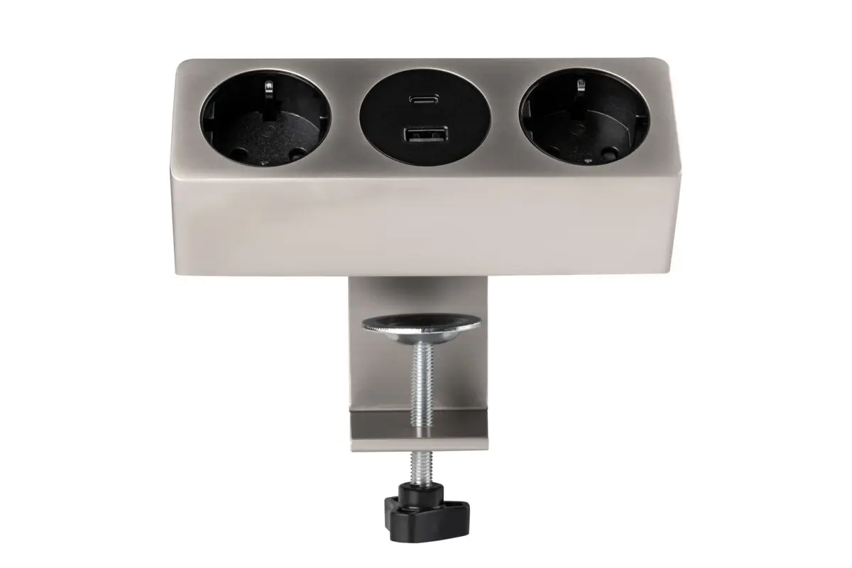 Priza birou SOFITO 2 x Shucko, USB A + C, cablu 1.5 m, inox [3]