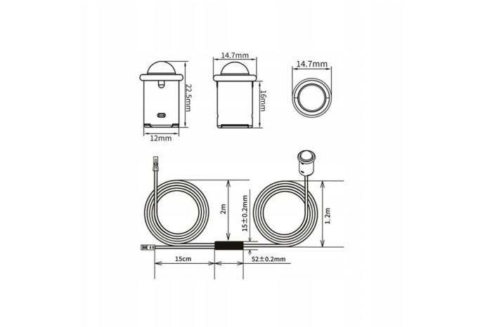Intrerupator cu senzor de miscare W17 12V/24V, cablu 2 m, negru [6]