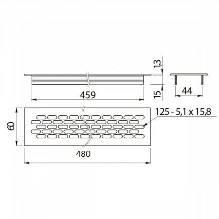 Grila ventilatie aluminiu, 480x60 mm, gold [4]