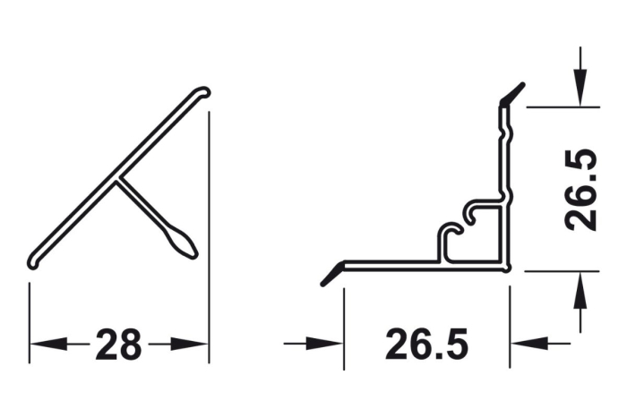 Inaltator blat triunghiular 30x30 mm, 4 m, aluminiu periat [5]