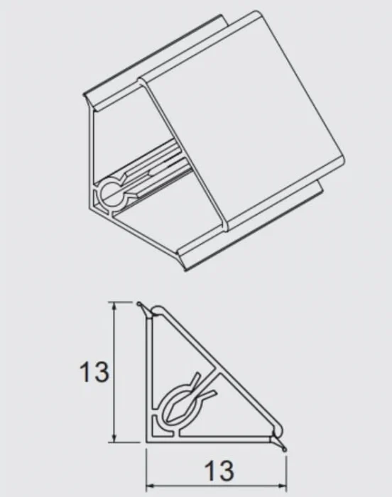 Inaltator blat triunghiular MINI, 13x13 mm 4 m, inox [3]