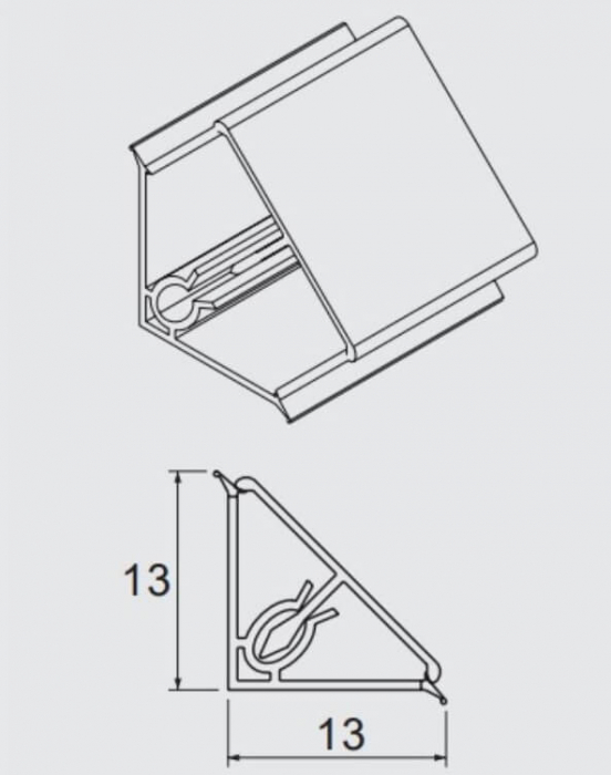 Inaltator blat triunghiular MINI, 13x13 mm 4 m, aluminiu [3]