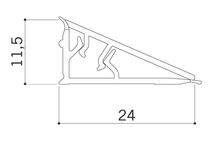 Inaltator blat triunghiular SLIM 24x11 mm, 4 m, negru mat [6]