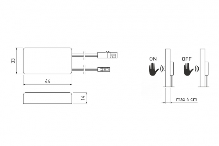 Intrerupator ascuns sub blat, cu senzor, dimabil, max 50W, cablu 50 cm inclus [4]