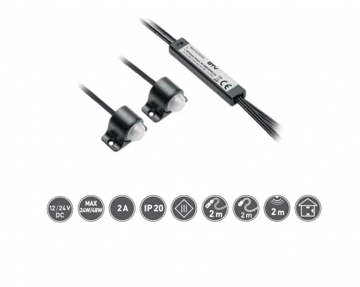Intrerupator banda led cu 2 senzori de miscare PIR II, cablu inclus [2]