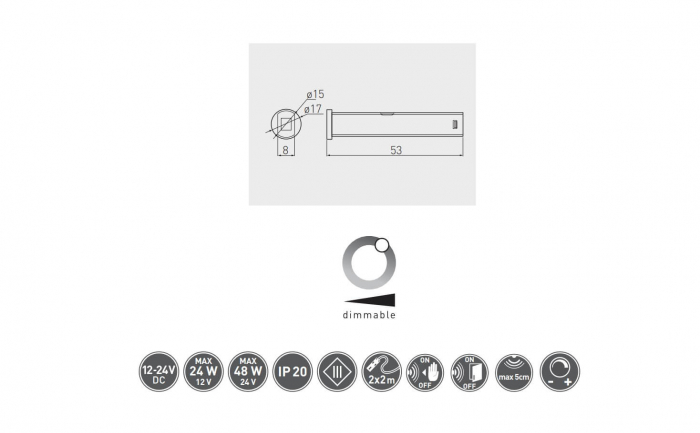 Intrerupator cu touch/ senzor banda LED, alb mat [4]
