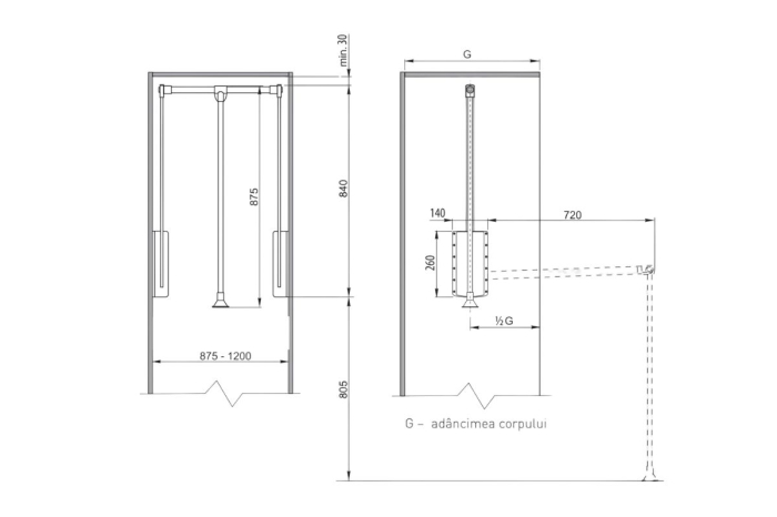 Lift haine reglabil 875-1200 mm, 8 kg, alb mat [9]