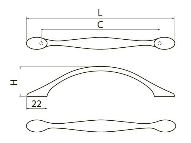Maner mobila CAMAIO 96 mm, negru lucios [3]