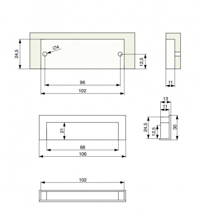 Maner mobila incastrat XZ02 96 mm, negru mat [2]
