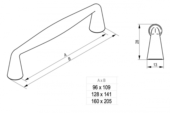 Maner mobila LINEA 128 mm, negru mat [2]