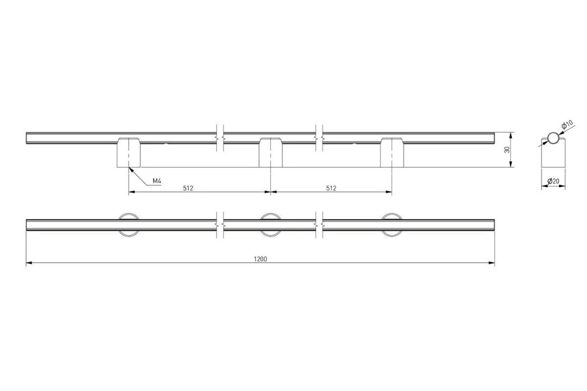 Maner mobila LINEA, inox [4]