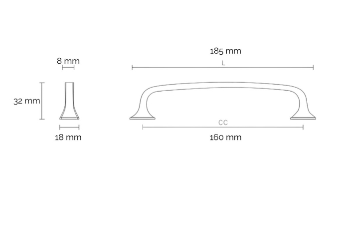 Maner mobila MONZA 160 mm, negru mat [5]