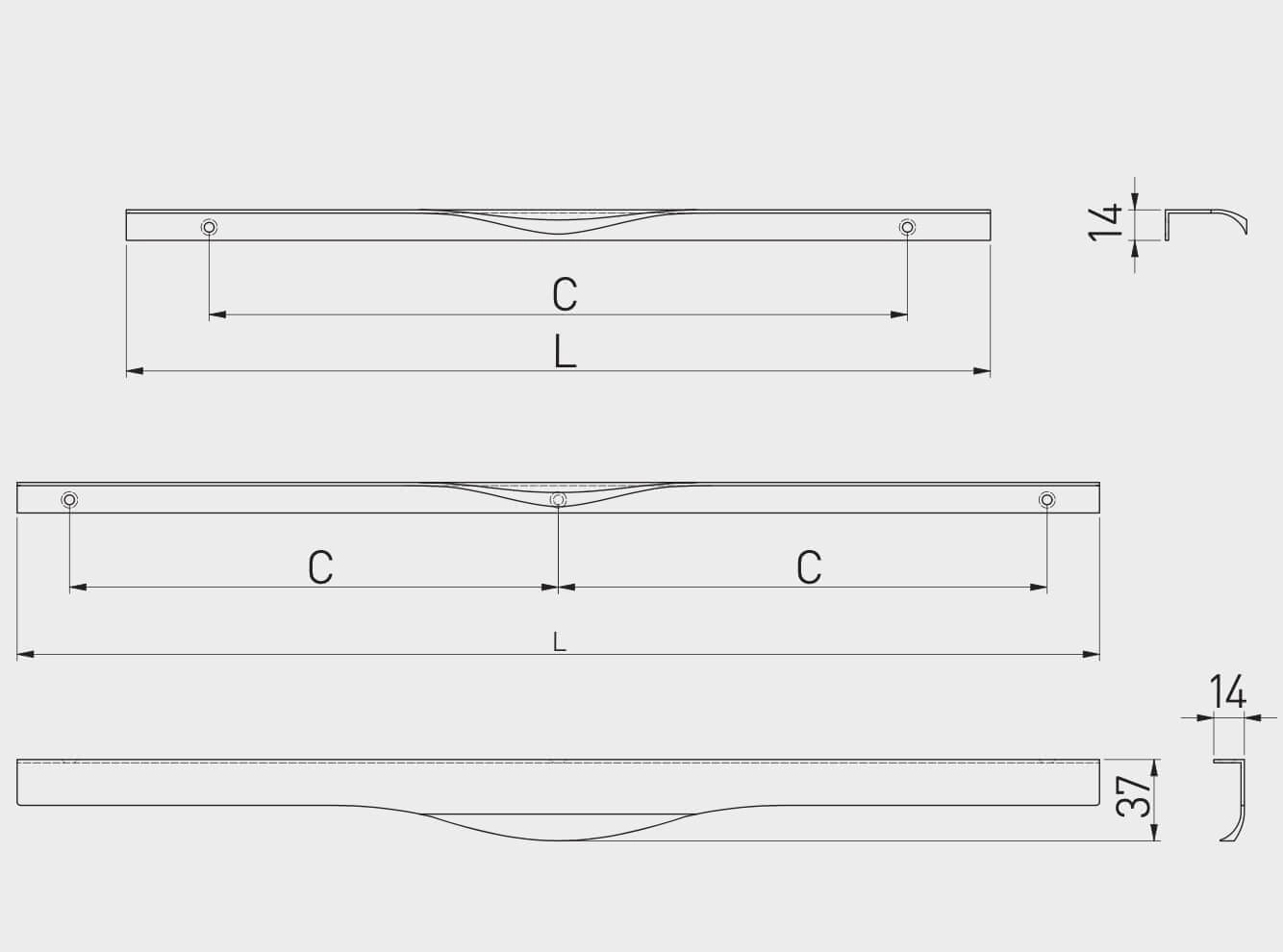 Maner mobila PICADO 296 mm, negru mat [4]