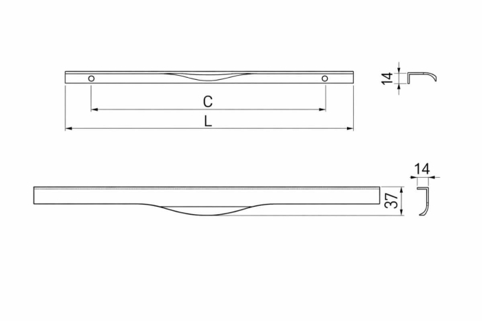 Maner mobila PICADO, C=256 mm, L=296 mm, Al, brushed gold [4]